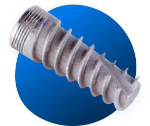 Close-up of a dental implant screw.
